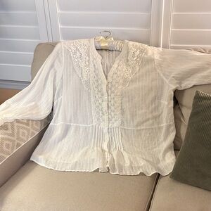 Tantrums Ivory Lace Detail Blouse